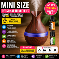 Mini Wood Grain Essential Oil Diffuser USB Aromatherapy Humidifier 300mL #17