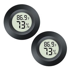 JEDEW 2 Pack Hygrometer Thermometer Digital 1 count (Pack of 2), Black
