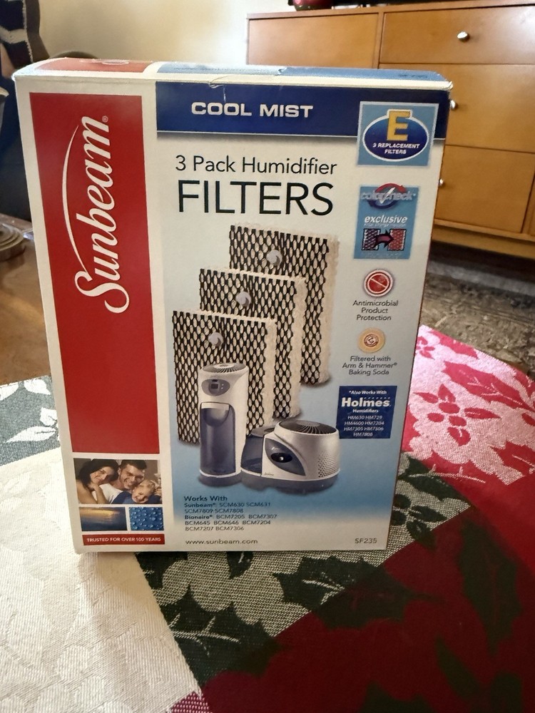 Sunbeam SF235 Holmes E Cool Mist Humidifier Replacement Filters NEW Pack of 3
