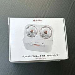 Portable Fan and Mist Humidifier with Water Spray, 4000mAh Rechargeable Battery