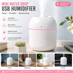 220ml Water Drop USB Air Humidifier Portable Quiet Mist Diffuser Desktop Office
