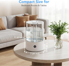 Humidificador Ultrasónico 4L con Control Inteligente Luz LED y 3 Niveles