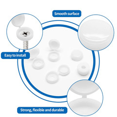 50 PCS White Plastic Hinged Screw Cover Caps for Covering Screw Heads, Fold Scre