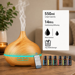 Aroma Diffuser Humidifier With 6x33oz Essential Oils Colorful LED And Remote