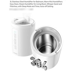 Jack&Rose Warm Mist Humidifier Filterless Stainless Steel Tank 3L White