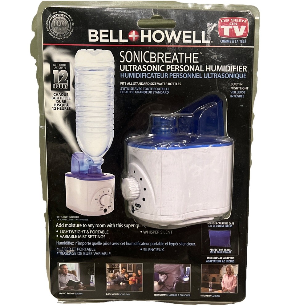 Sonic Breathe Water Bottle Humidifier Bell + Howell Personal Humidifier New