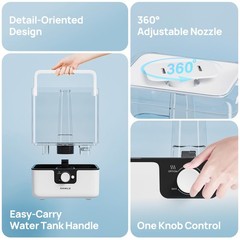 CHIVALZ YZY6001-KC 6L White Cool Mist Humidifier – 26dB Quiet, Nightlight, 50
