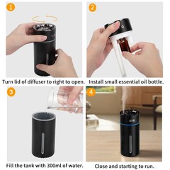 1Pc Black 300ml Waterless Essential Aroma Oil Diffuser For Room Office Car Hotel