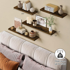 36 Inch Floating Shelves for Wall Long Set of 3, Large Deep Wall Shelves for Bed