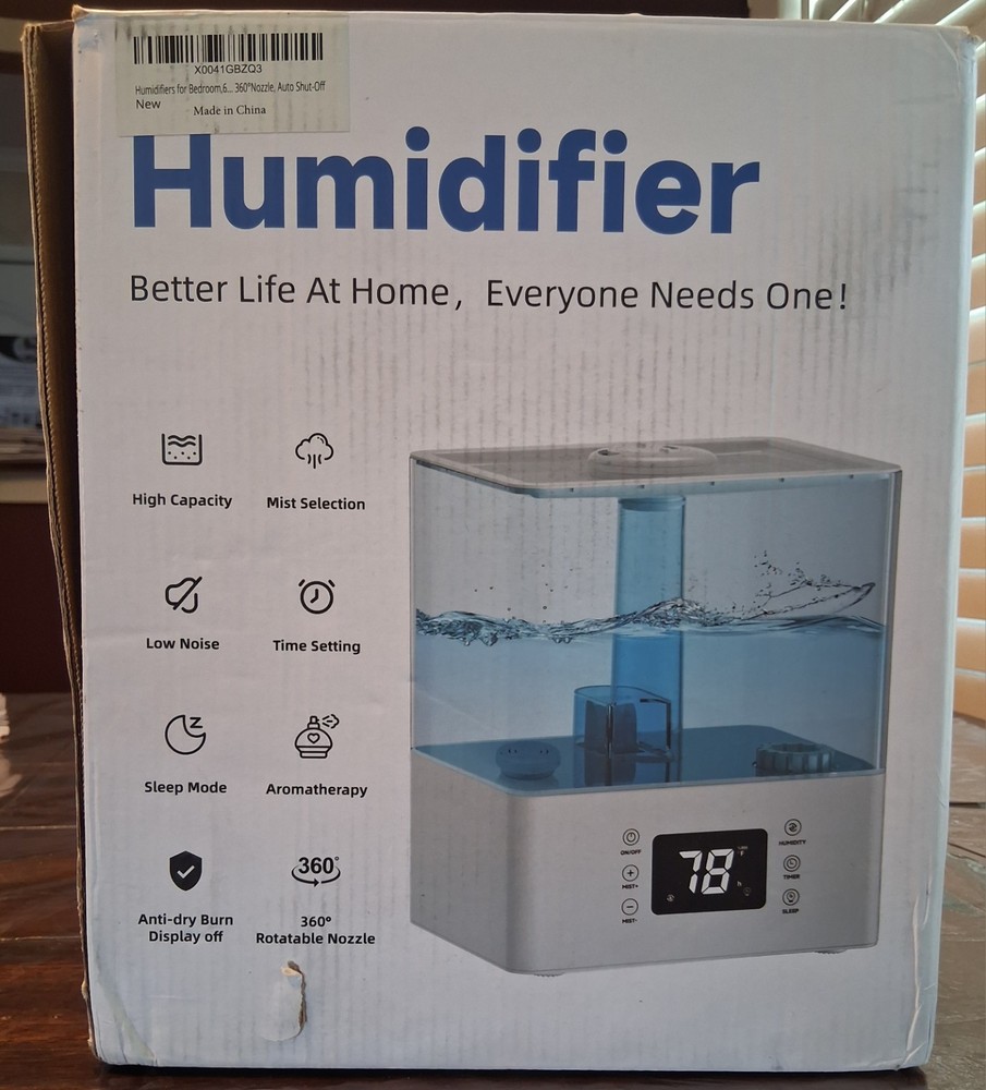 Ultrasonic Table Top Humidifier, High Capacity, Sleep Mode, Black