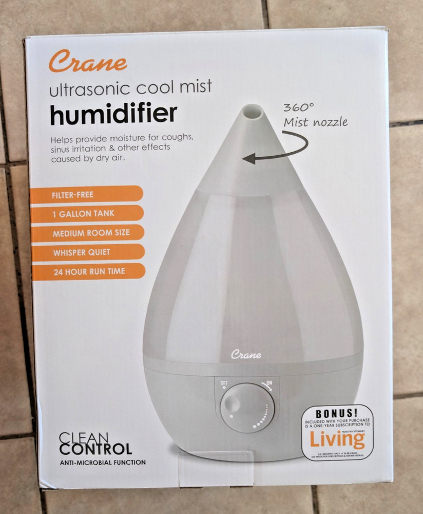 Crane Ultrasonic Cool Mist Humidifier EE-5301GR | Used *NO AC ADAPTER