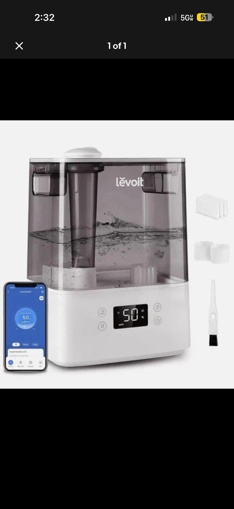 LEVOIT VeSync Classic 300S Ultrasonic 6L Smart Humidifier – Gray – OPEN BOX