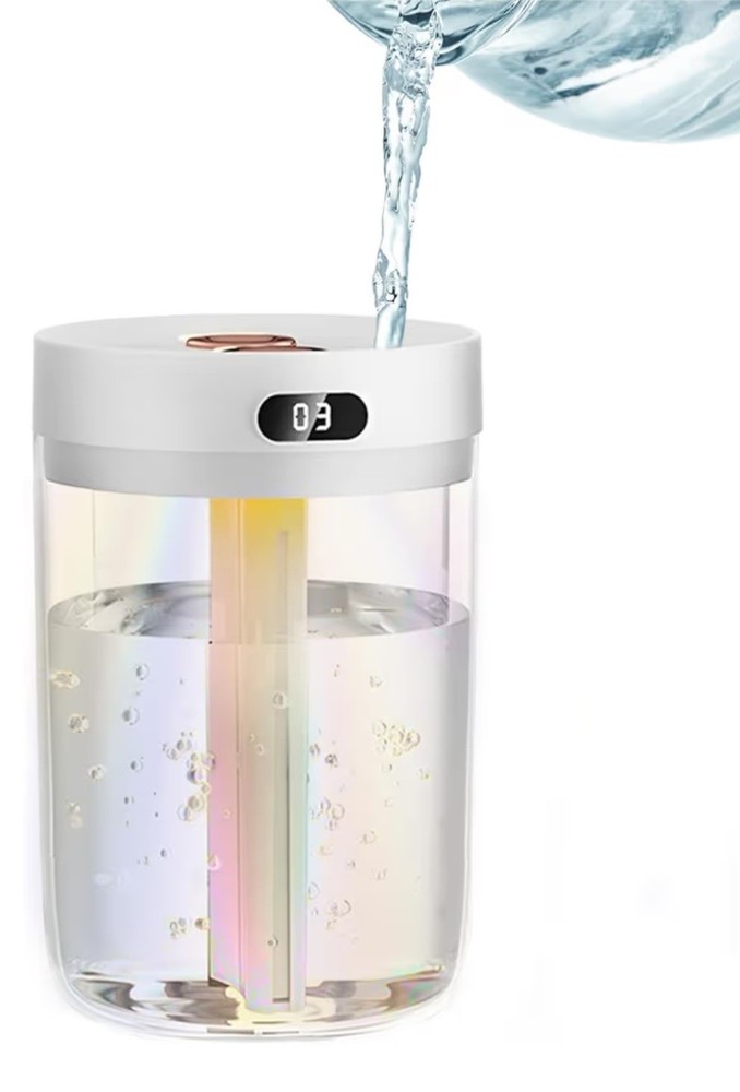 Mini Air Humidifier Double Spray Port USB Cool Mist Portable Quiet LED Light