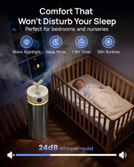 8L Stainless Steel Cool Mist Humidifier for Bedroom, Nursery & Office