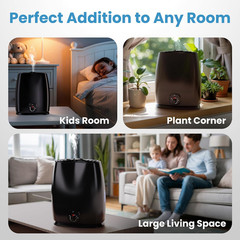 Everlasting Comfort 6L Humidifiers for Bedroom, Quiet 50HR Runtime No-Filter Sup
