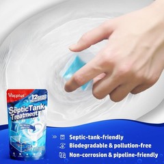 Vacplus Septic Tank Treatment 12 Pcs for 1-Year Supply, Dissolvable Packs with E