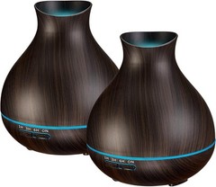 BZseed Aromatherapy Essential Oil Diffusers,2 PCS 550ml High 2 X Dark Brown