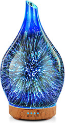 Oil Diffuser 3D Glass Aromatherapy Ultrasonic Humidifier, Air Refresh Auto Shut-