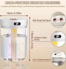 Mini Air Humidifier Double Spray Port USB Cool Mist Portable Quiet LED Light