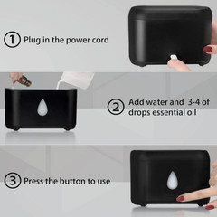 Flame Essential Oil Diffuser 200ml USB Ultrasonic Cool Mist Humidifier Black