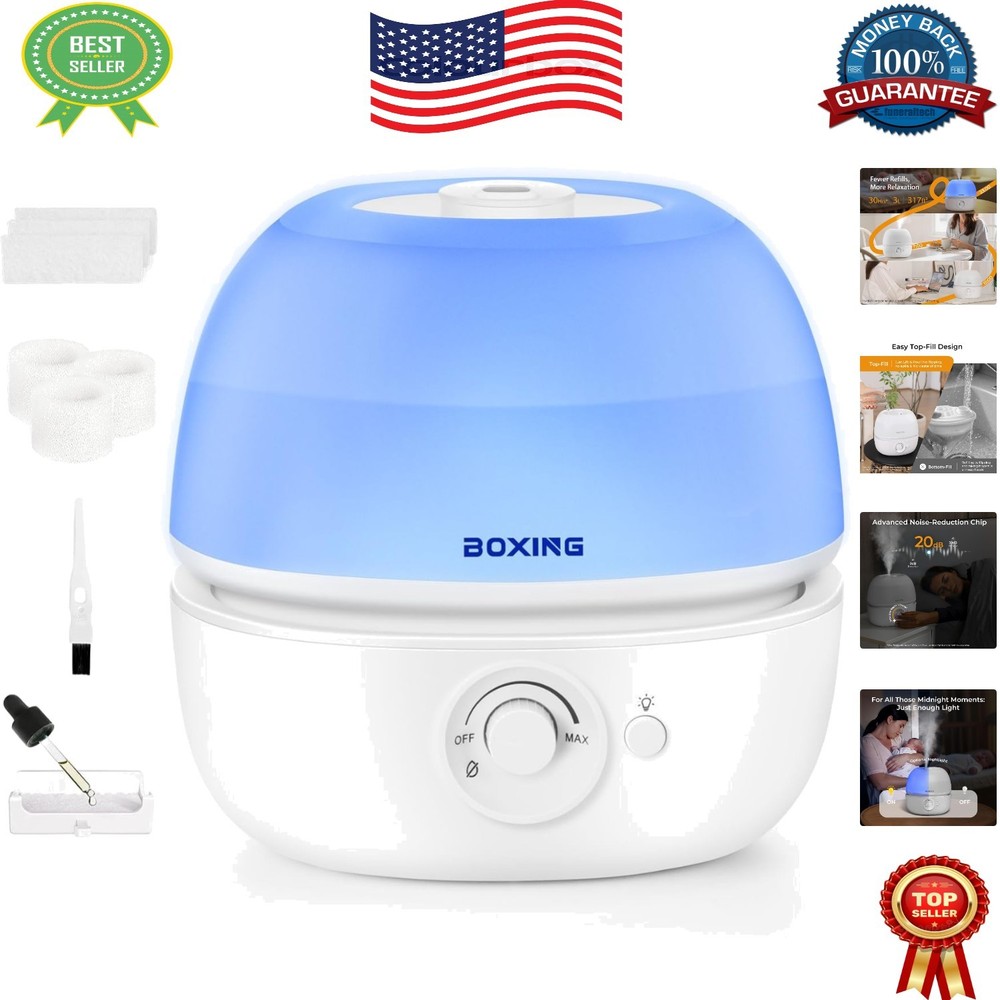 Top Fill 3L Humidifier with Night Light – Safe for Babies & Adults, 30 Hour Run