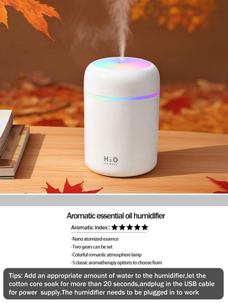 300ML Essential Oil Diffuser Ultrasonic Air LED Aromatherapy Humidifier Car Home