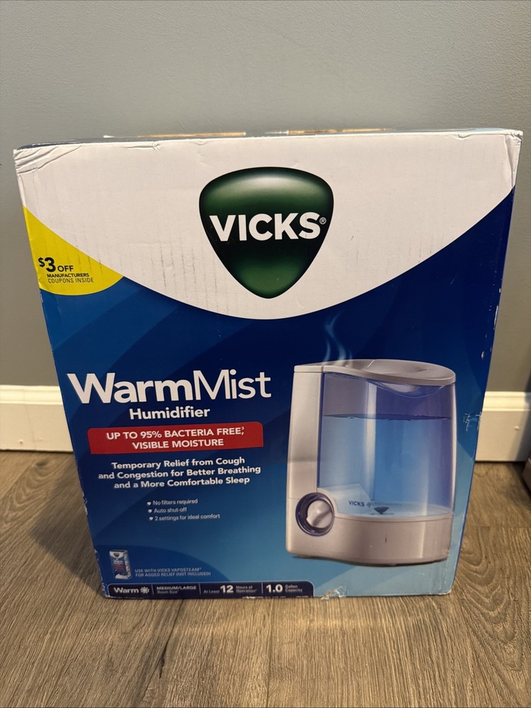 Vicks V745A Warm Mist Humidifier Filter Free 1 Gallon Medium Large Room NEW
