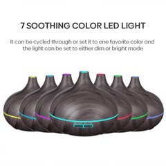 HUMI 500ml Wood Grain Ultrasonic Aromatherapy Diffuser Remote 7 Color LED Light