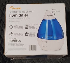 Crane Ultrasonic Cool Mist Humidifier, Quiet, Half Gallon Tank, Blue