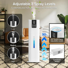 8L/2.1 Gal Smart Humidifier Large Room, Top Fill Cool Mist Humidifiers for Bedro