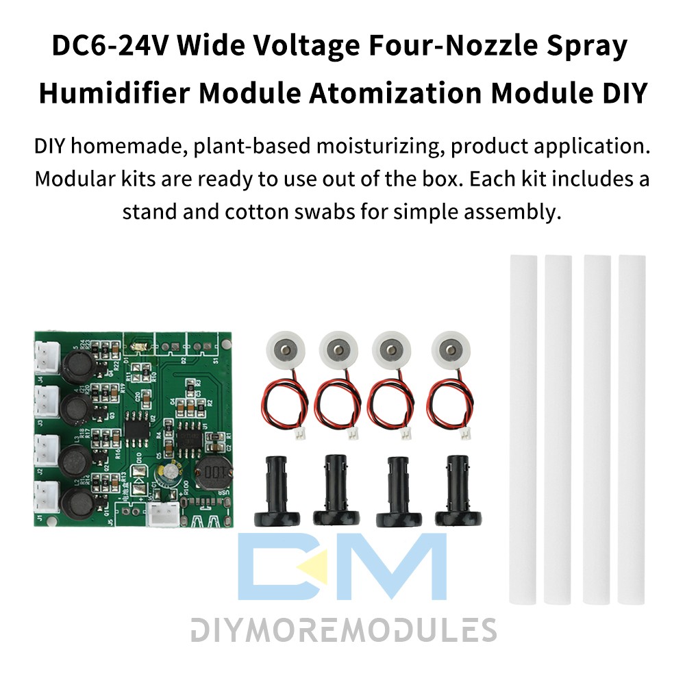 DC6-24V 4-Nozzle Spray Humidifier Atomization Module DIY Ultrasonic Atomizer Kit