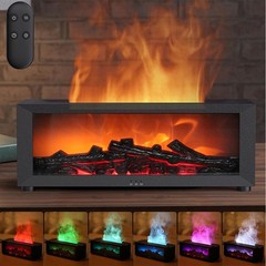 Fireplace Flame Humidifier 7 Colors Aromatherapy Essential Oil Diffuser Remote