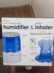Crane 2-in-1 Warm Mist Humidifier Steam Inhaler Blue White Auto Off Filter Free