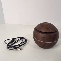 Mini Wood Grain USB Cool Mist Humidifier LED Sphere w/ Power Cord