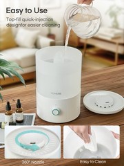 FOHERE Humidifiers for Bedroom, 3.2L Top Fill Cool Mist Ultrasonic Humidifier
