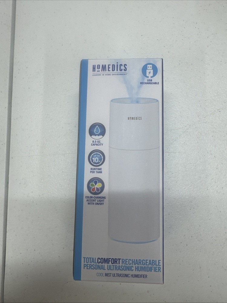 HoMedics Total Comfort Personal Ultrasonic Humidifier USB Rechargeable