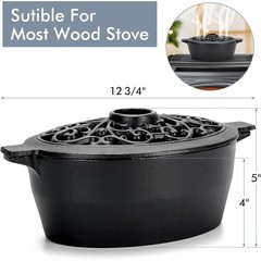 Cast Iron Wood Stove Steamer Humidifier Aromatherapy Automatic Decorative Pot US