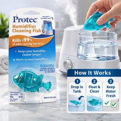 NEW Protec Humidifier Cleaning Fish Antimicrobial Odor Remover Blue