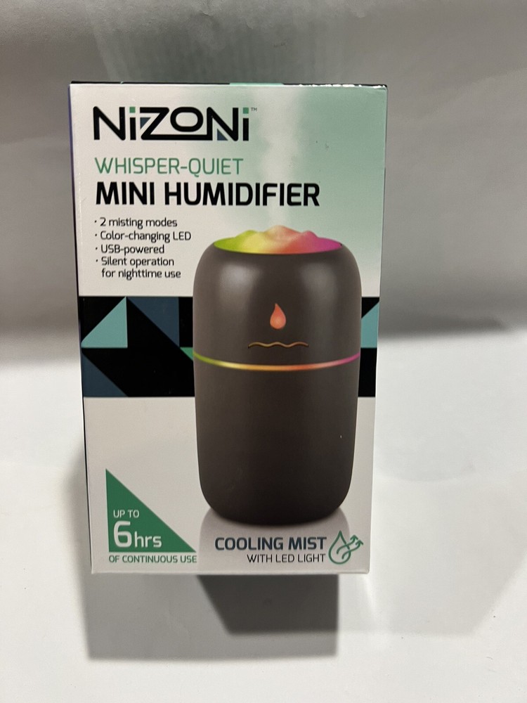 NIZONI Whisper Quiet Mini HUMIDIFIER – 2 Misting Modes – Up to 6 Hours Use – USB