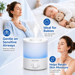 Ultrasonic Cool Mist Humidifier SK7620 – 1.5L Capacity, Whisper-Quiet Operation,