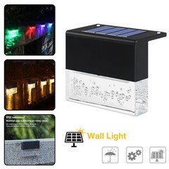 Waterproof RGB LED Solar Step Fence Light Outdoor Garden Deck Wall Path Lamp