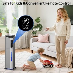 Whisper-Quiet 2.38 Gal Humidifier with Auto Rotation & Remote Control Features