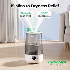 Quiet Top-Fill Cool Mist Humidifier for Large Rooms – Ideal for Babies & Plants