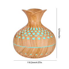300ML Wood Grain Flower Humidifier Silent Aromatherapy Diffuser USB Rechargeable
