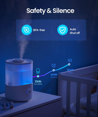Humidifiers for Bedroom Large Room, 2.5L Cool Mist Humidifier with Essential Oil
