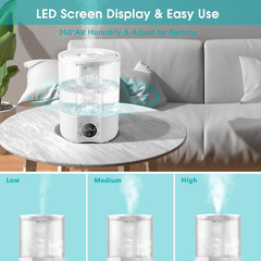 Air Humidifier, 4L Humidifier, One Body Visible Water Tank, Ultrasonic Cool Mist