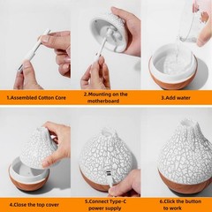 Mini Colorful Cool Humidifier, Volcano Shape, White