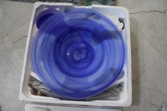 NWOB Mystic Sky High Tech Humidifier Bowl Stand Blue MCM Glass Humidifier