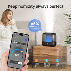 Smart Humidifiers for Bedroom, Top Fill 4L Supersized Humidifier Large Room with