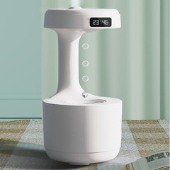 2-800ml Anti Gravity Humidifier With LED Digital Clock For Bedroom